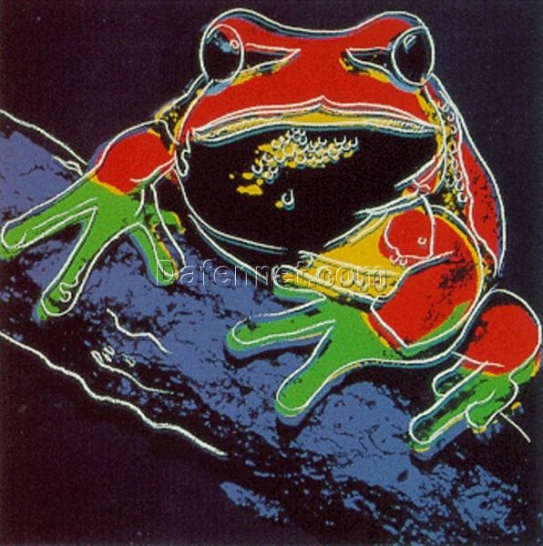 Unique Hand-Painted Interpretation of Andy Warhol’s 1983 ‘Pine Barren Tree Frog II.294’ in Pop Art Style as a Screenprint for Private Art Collections and Interior Design Projects Focused on Nature