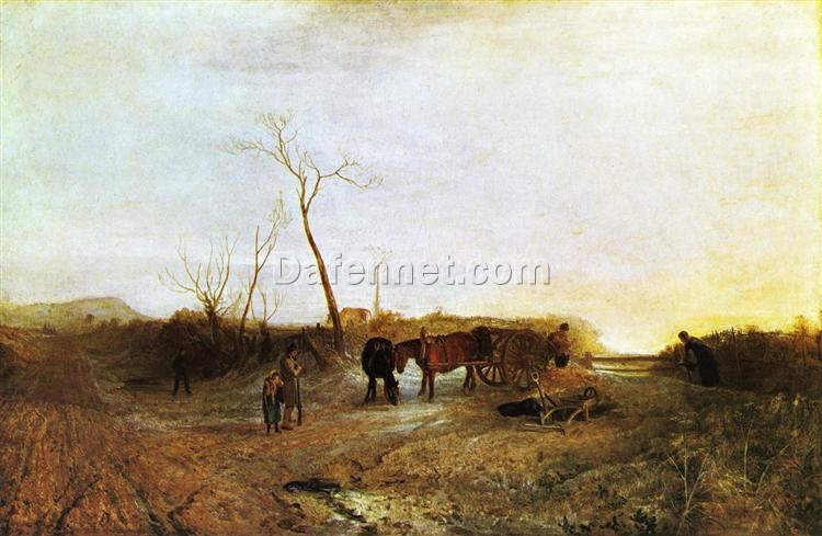 Unique ‘Frosty Morning’ – Style Genre Oil Painting Inspired by J.M.W. Turner, Professionally Painted in Dafen Village, Ideal for Home Decor