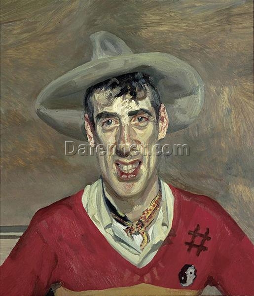 Authentic Reproduction of Lucian Freud’s 1997 ‘Gaz’ – Expressionist Portrait Oil Painting