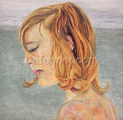 Custom – Made “Girl by the Sea” Inspired Expressionist Portrait Oil Painting by Dafen Village Experts – Tailored to Your Preferences