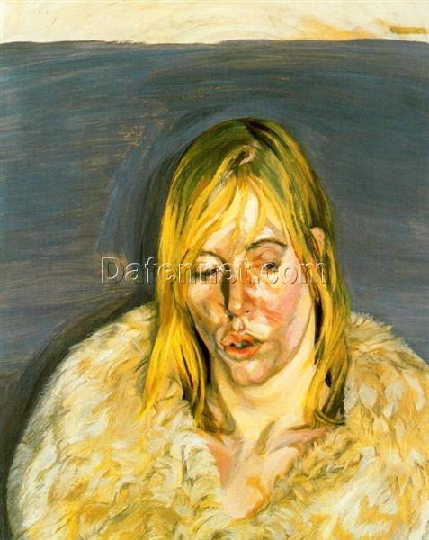 Hand – Painted “Girl in a Fur Coat” Inspired Expressionist Portrait Oil Painting by Dafen Village Studios – A Captivating Artwork for Art Enthusiasts