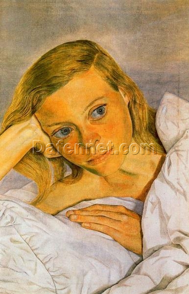 Authentic – Looking “Girl in Bed” Inspired Contemporary Realism Artwork from Dafen Village – Ideal for Home and Office Decor