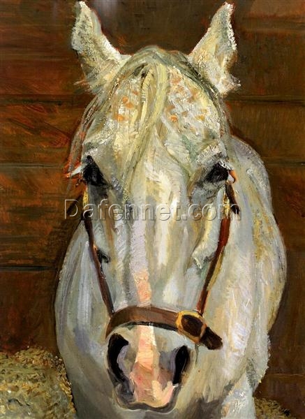 Exquisite Dafen Village Creation: ‘Grey Gelding’ Inspired by Lucian Freud (2003) – Expressionist Animal Oil Painting