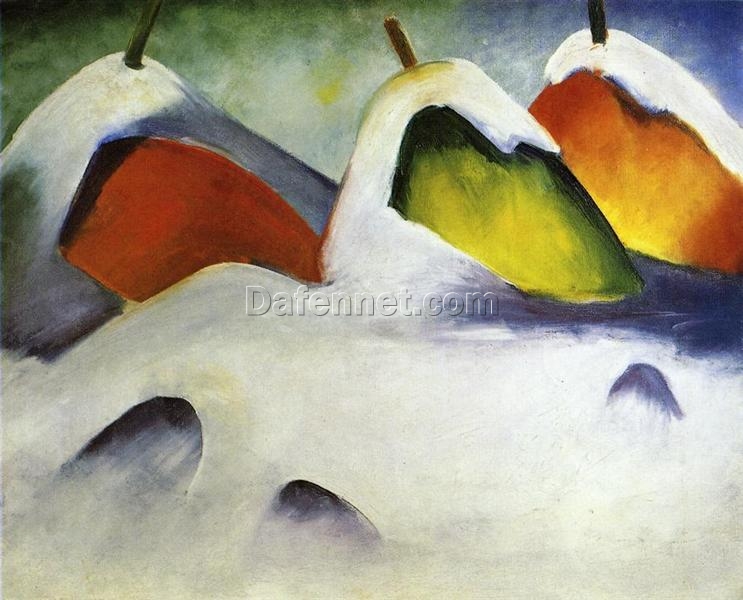 Haystacks in the Snow” by Franz Marc – Hand – painted Expressionist Landscape Oil Painting Replica from Dafen Village Studios