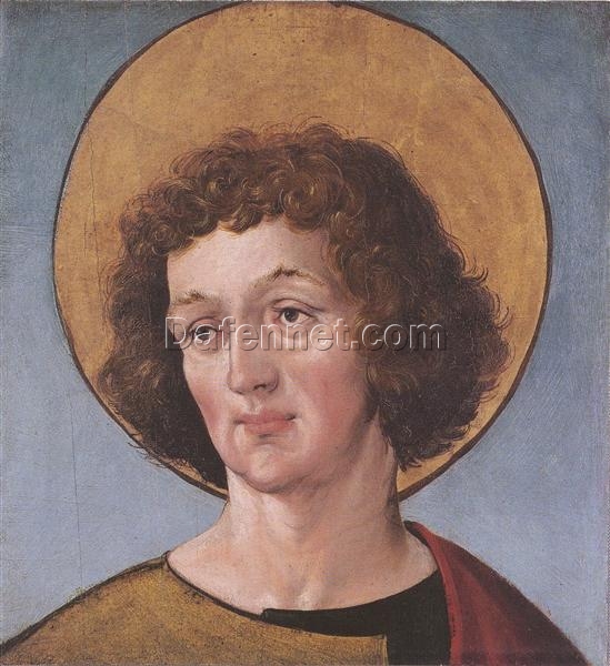 Authentic Hand – painted ‘Head of a Male Saint’ Inspired Northern Renaissance Religious Oil Painting by Dafen Village Studio