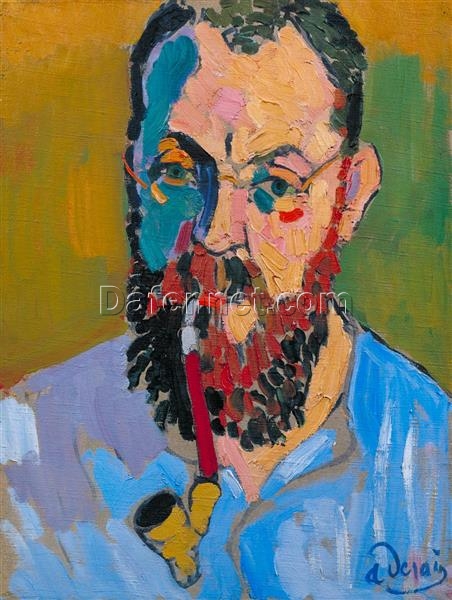 Enigmatic Fauvist and Neo-Impressionist ‘Portrait of Matisse’ Oil Painting on Canvas Inspired by Andre Derain – Ideal for Art Lovers and Matisse Enthusiasts