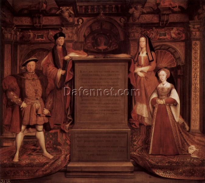 High – Quality Replica ‘Henry VII, Elisabeth of York, Henry VIII and Jane Seymour’ INSPIRED BY Hans Holbein the Younger – Northern Renaissance Oil on Canvas Painting from Dafen Village for Home and Office Decor with a Historical Flair