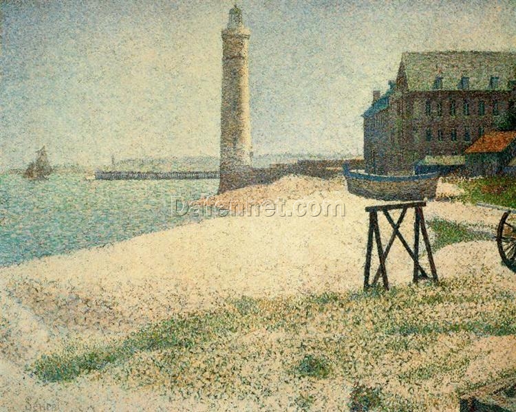 Custom-Made Oil on Canvas Painting Inspired by Georges Seurat’s ‘Hospice and Lighthouse, Honfleur’ (L’Hospice et le phare de Honfleur) – Unique Creations Tailored to Your Taste by Dafen Village Studios