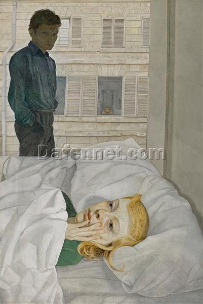 Hand – Painted Replica of Lucian Freud’s “Hotel Bedroom” (1954) – Dafen Village Artistry Inspired by the Original