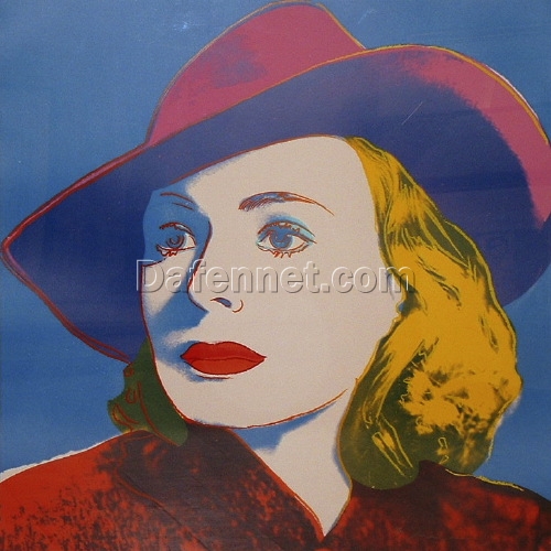 High-Quality Reproduction Oil Painting of Andy Warhol’s ‘Ingrid Bergman With Hat’ 1983 Pop Art Portrait – A Must-Have for Interior Designers and Pop Art Aficionados from Dafen Village