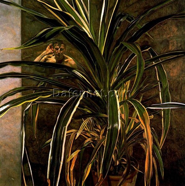 Exquisitely Hand – Painted “Interior with Plant, Reflection Listening (Self – Portrait)” Inspired Expressionist Interior Oil Painting by Dafen Village Studios – A Captivating Artwork for Art Aficionados