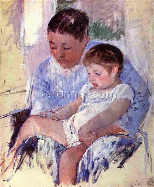 Stunning Reproduction of Mary Cassatt’s ‘Jenny and Her Sleepy Child’ (c.1891) – A Glimpse into Impressionist Maternal Tenderness