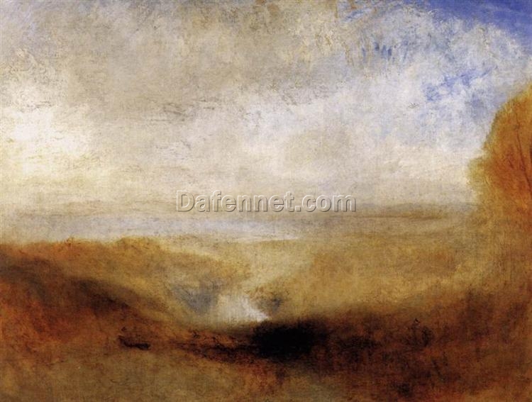 Stunning J.M.W. Turner’s ‘Landscape with a River and a Bay in the Background’ Inspired Oil on Canvas – Skillfully Created by Dafen Village Artists for Landscape Art Lovers