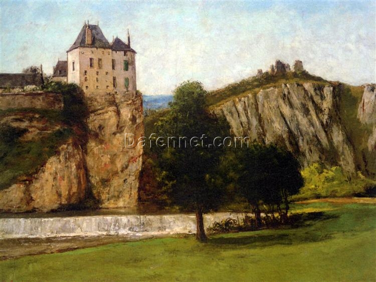 Exquisite 1865 Gustave Courbet ‘Le Chateau de Thoraise’ Realist Oil on Canvas Landscape – A Private Collection Gem