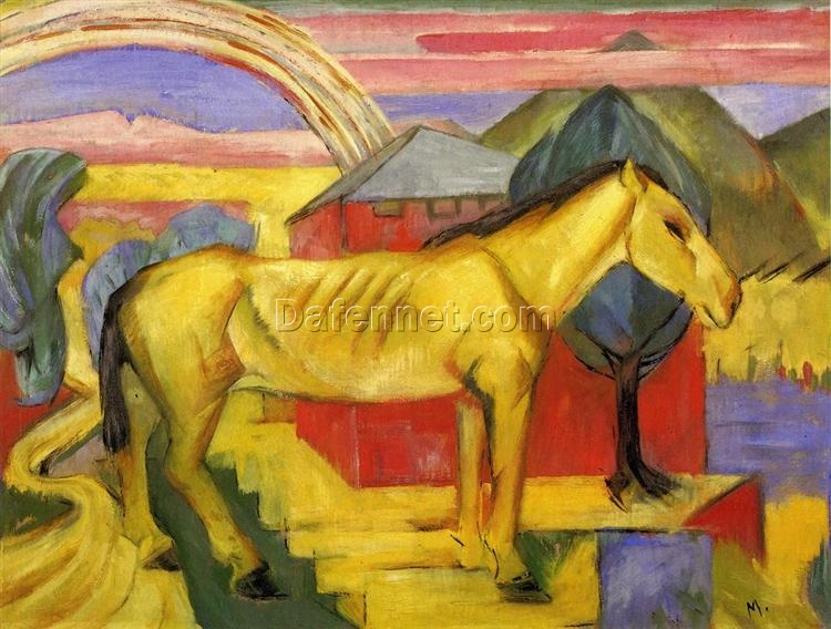 Cubist ‘Long Yellow Horse’ Inspired Oil Painting Replica – Hand-painted by Dafen Village’s Talented Hands for Artistic Animal-themed Decor