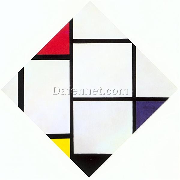 Customizable Hand – Painted “Lozenge Composition with Red, Gray, Blue, Yellow, and Black” Inspired by Piet Mondrian’s 1924 – 1925 Neoplasticism for Art Collectors and Design Enthusiasts – Dafen Village Creation