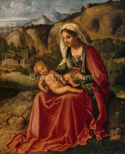 High – Quality Replica of Giorgione’s 1504 ‘Madonna and Child in a Landscape’ – High Renaissance Religious Oil Painting on Canvas by Dafen Village Studio