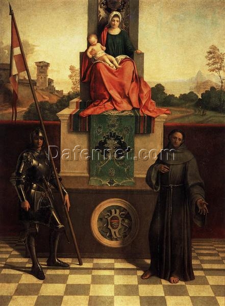 High – Quality Replica of Giorgione’s 1505 ‘Madonna and Child with Saints Liberale and Francis (The Castelfranco Madonna)’ – High Renaissance Religious Oil on Panel by Dafen Village Studio