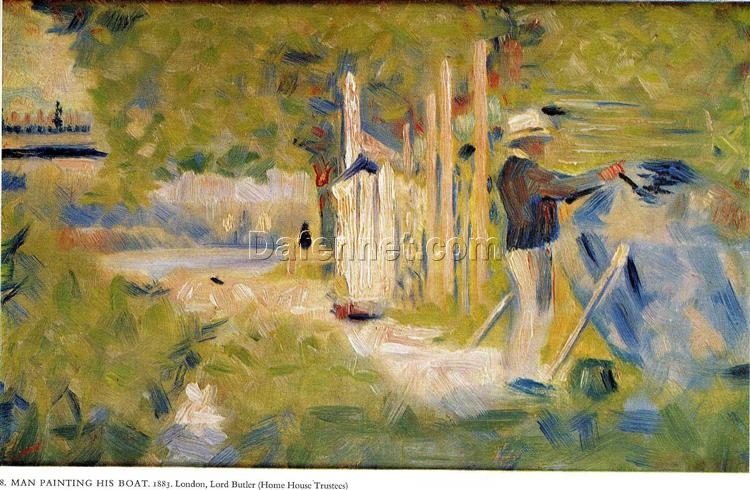 High-Resolution Print Inspired by Georges Seurat’s ‘Man Painting his Boat’ (Homme peignant son bateau) – An Affordable Way to Adorn Your Space with Post-Impressionist Genre Art from Dafen Village