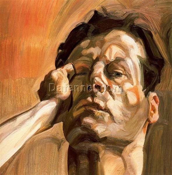 Hand – Painted “Man’s Head, Self Portrait” Inspired Expressionist Self – Portrait Oil Painting by Dafen Village Studios – A Captivating Find for Art Enthusiasts