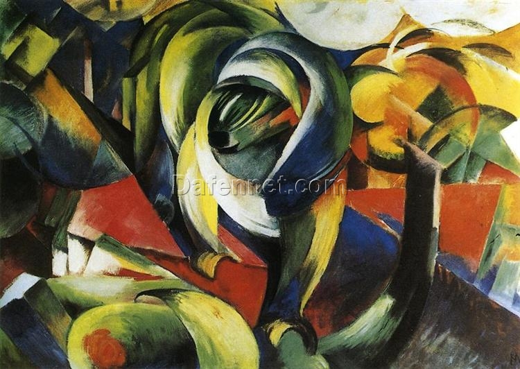 Franz Marc’s ‘Mandrill’ Cubist Style Hand-painted Oil Canvas – Ideal for Adding a Touch of Modern Artistry and Wildlife Charm to Small Spaces