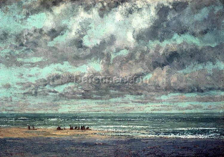 Exquisite Gustave Courbet’s ‘Marine Les Equilleurs’ Realist Oil on Canvas Marina – 1865 – 1866 Masterpiece from Private Collection