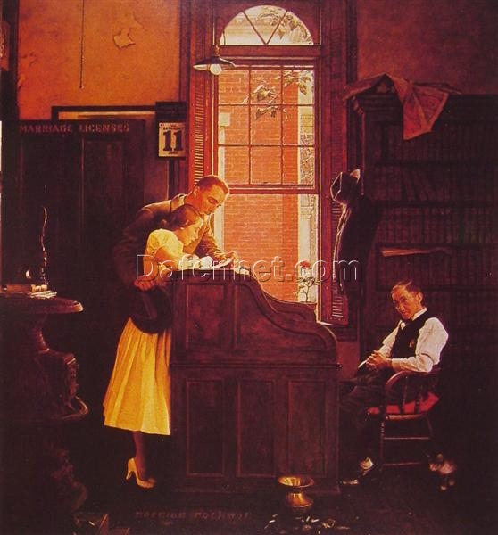 Authentic – Looking “Marriage License” Inspired by Norman Rockwell’s 1955 Stockbridge Creation – Dafen Village Artistry