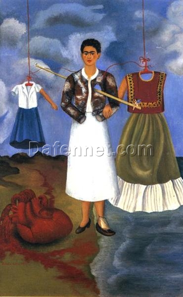 Custom Oil Painting Inspired by Frida Kahlo’s Memory (The Heart) – Hand-Painted Naïve Art & Surrealist Reproduction from DaFen Village Studio | Symbolic Mexican Fine Art for Home, Office, and Gallery Décor