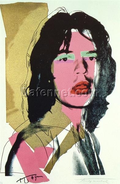 Authentic-looking Pop Art Portrait Oil Painting – Inspired by Andy Warhol’s ‘Mick Jagger’ (1975), Handmade in Dafen Village