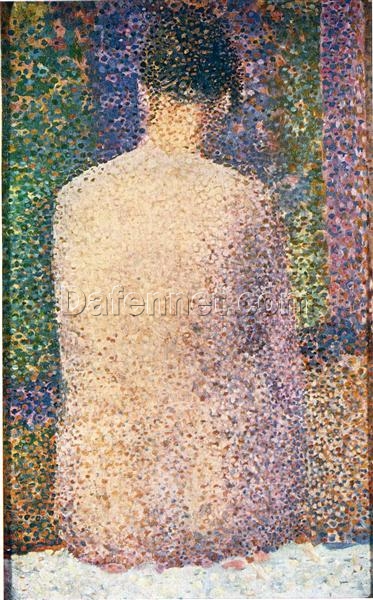 High-Resolution Print Inspired by Georges Seurat’s ‘Model from the Back’ – An Affordable Way to Adorn Your Space with Neo-Impressionist and Pointillist Nude Art from Dafen Village