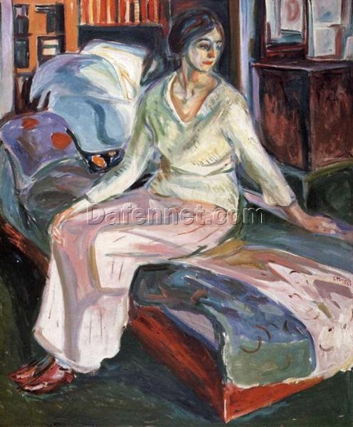 Edvard Munch’s ‘Model on the Couch’ Expressionist Style Hand-painted Oil Canvas – Ideal for Creating a Contemplative and Intimate Atmosphere in Your Space