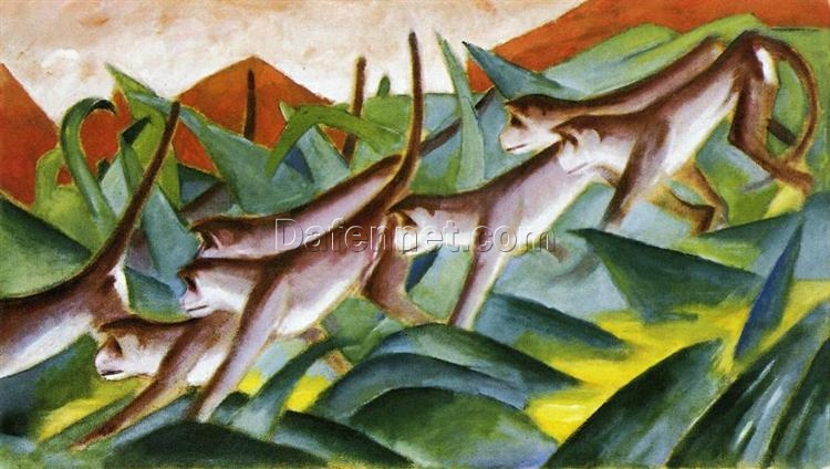 Monkey Frieze” – Franz Marc Cubist – Style Oil Painting Replica – Hand – painted in Dafen Village Studios