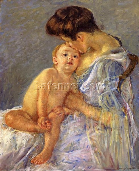 Charming Mary Cassatt’s ‘Motherhood’ (c.1906) Oil on Canvas Replica – Capturing the Essence of Impressionist Familial Bond