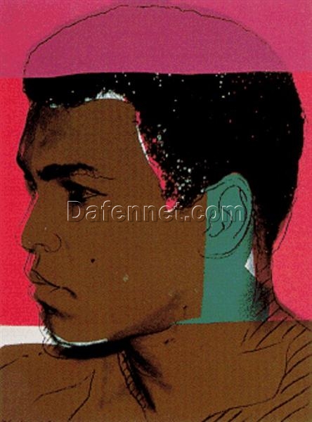 Hand – Embellished Muhammad Ali Pop Art Portrait Inspired by Andy Warhol (1978) – A Dafen Village Gem