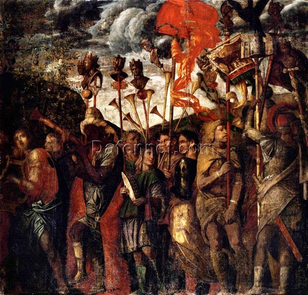 High – Quality Replica of Andrea Mantegna’s 1490 – 1506 ‘Musicians and Torch Carriers’ – High Renaissance History Oil Painting on Canvas by Dafen Village Studio