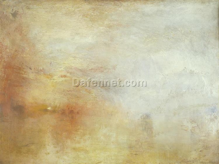 Unique ‘Sun Setting over a Lake’ – Style Landscape Oil Painting Inspired by J.M.W. Turner, Professionally Painted in Dafen Village, Ideal for Statement Home Decor