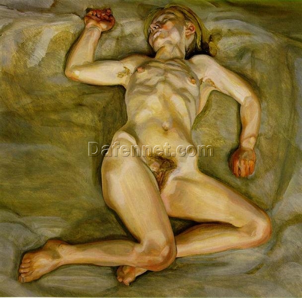 Hand – Painted “Naked Girl Asleep II” Inspired Expressionist Nude Oil Painting by Dafen Village Studios – A Stunning Artwork for Art Aficionados