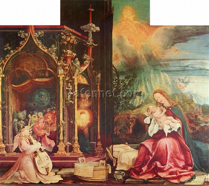 Authentic Northern Renaissance Style Oil Painting Inspired by ‘Nativity and Concert of Angels’ in Isenheim Altarpiece – Exclusive Dafen Village Creation