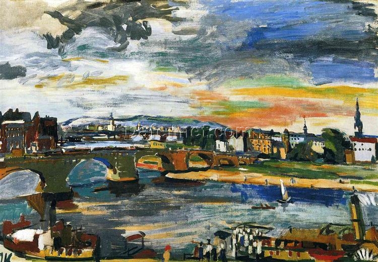 Authentic Expressionist Style Oil Painting – ‘Augustus Bridge – Dresden’ by Oskar Kokoschka – Dafen Village’s Exclusive Creation