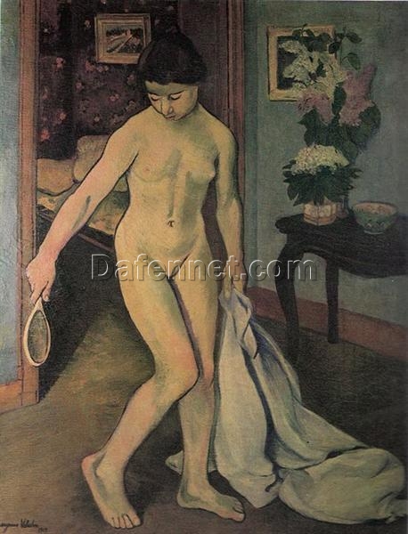 Authentic – Style Oil Painting – “Nude at the Mirror” Inspired by Valadon – Dafen Village’s Exclusive Creation