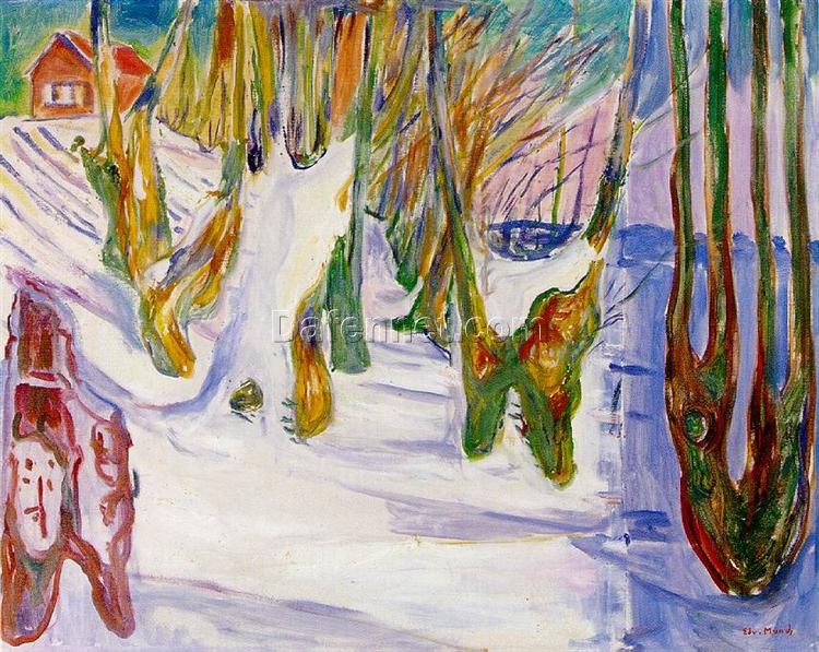 Edvard Munch’s ‘Old Trees’ Expressionist Style Hand-painted Oil Canvas – Ideal for Creating a Peaceful and Reflective Atmosphere in Your Space