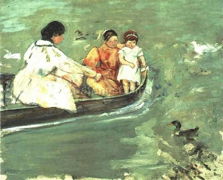 Charming Mary Cassatt’s ‘On the Water’ (1895) Oil on Canvas Replica – Impressionist Serenity on Display