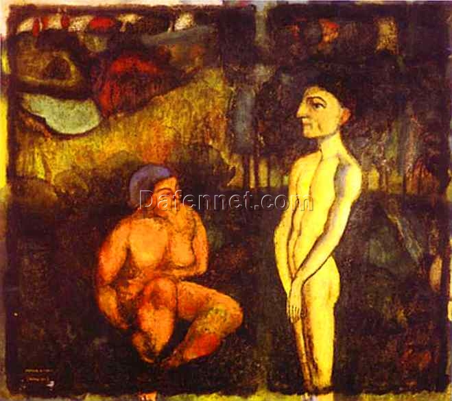 High – Quality Replica of Marcel Duchamp’s c.1910 ‘Paradise, Adam and Eve’ – Post – Impressionist Religious Oil Painting on Canvas by Dafen Village Studio