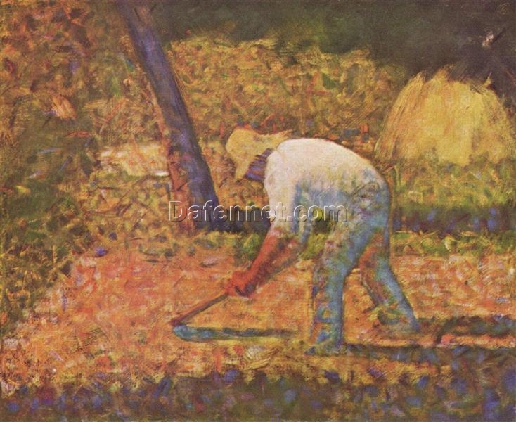 Custom-Made Oil on Canvas Painting Inspired by Georges Seurat’s ‘Peasant with Hoe’ (Paysan à la houe) – Unique Creations Tailored to Your Taste by Dafen Village Studios