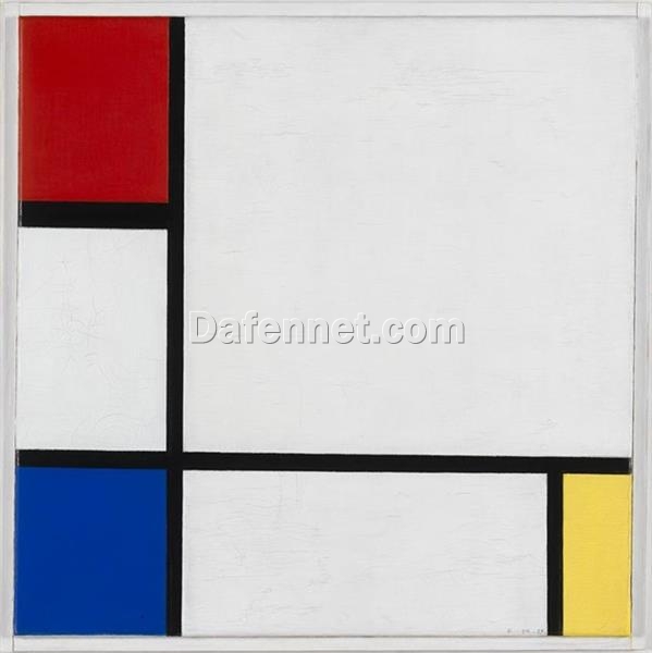 Customizable Hand – Painted “Composition No. IV, with Red, Blue and Yellow” Inspired by Piet Mondrian’s 1929 Abstract Art for Art Collectors and Design Aficionados