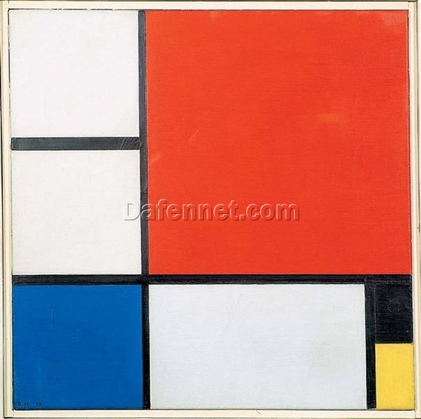 Authentic – Looking Reproduction of “Composition 2” by Piet Mondrian (1929) Inspired by Neoplasticist Aesthetics for Interior Decorators