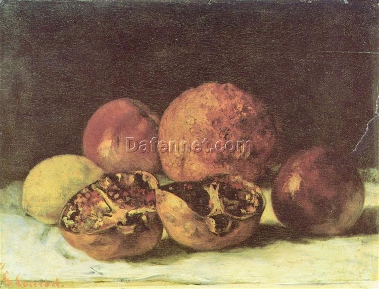 High – Quality Print Inspired by Gustave Courbet’s ‘Pomegranates’ (1871) – An Affordable Way to Bring Realist Still Life Art into Your Home from Dafen Village