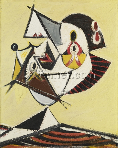 High-Definition Reproduction of Arshile Gorky’s 1938 ‘Portrait (Head)’ Cubist Abstract Oil Painting on Canvas from Dafen Village Studio for Art Galleries and Corporate Decor