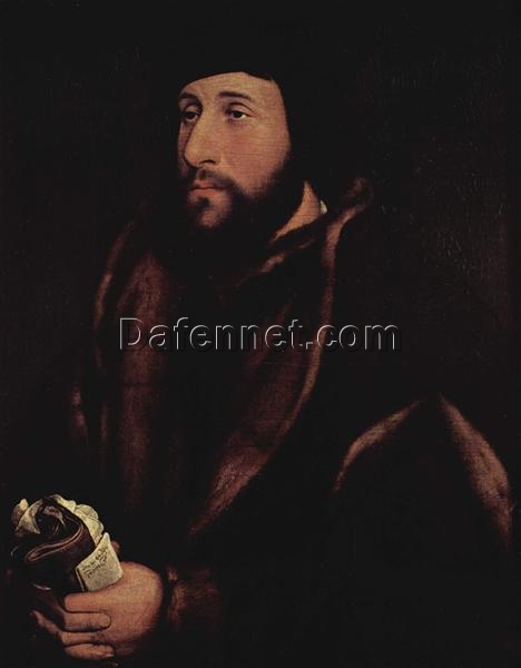 Authentic Hand – painted ‘Portrait of a Man with a Letter and Gloves’ INSPIRED BY Hans Holbein the Younger – Northern Renaissance Style Oil, Wood & Tempera Painting from Dafen Village Studio for Art Aficionados and History Buffs