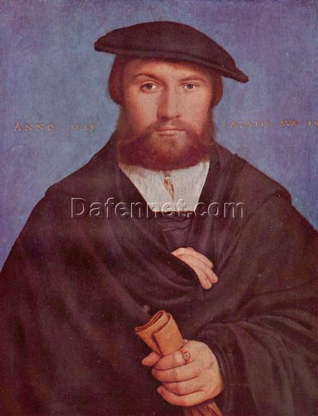 Exquisite ‘Portrait of a Member of the Wedigh Family’ Inspired Oil, Wood & Tempera Painting – Northern Renaissance Aesthetic by Dafen Village Studio